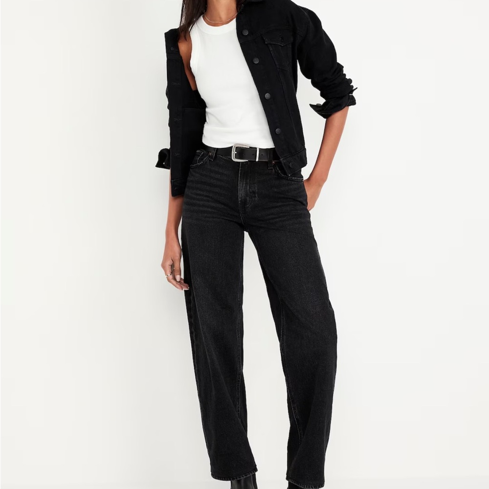 Midrise Boyfriend Loose Black Jeans